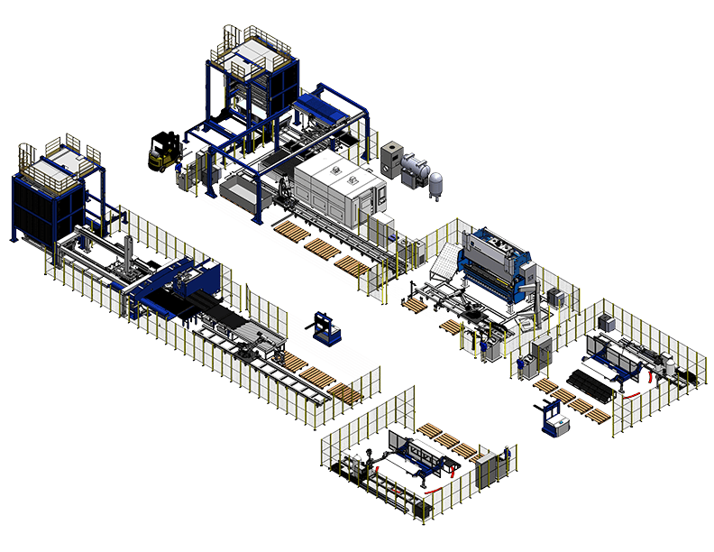 Single-Row Storage+Robot Cells+AGV